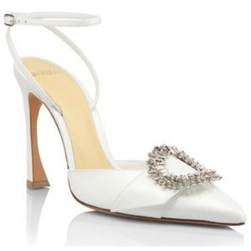 Alexandre Birman Madeline White Bridal Pointed Toe Shoe